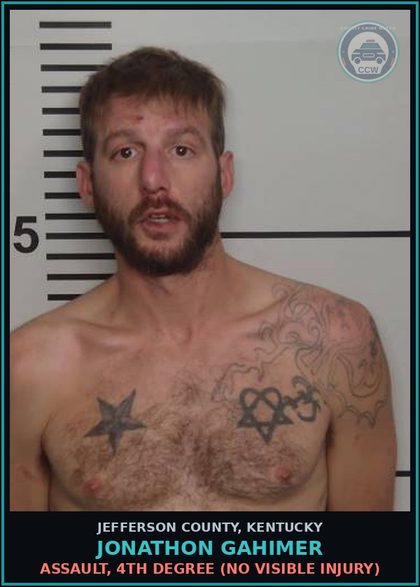 CCW arrest card for Jonathon Gahimer in Jefferson County: ASSAULT, 4TH DEGREE (NO VISIBLE INJURY)