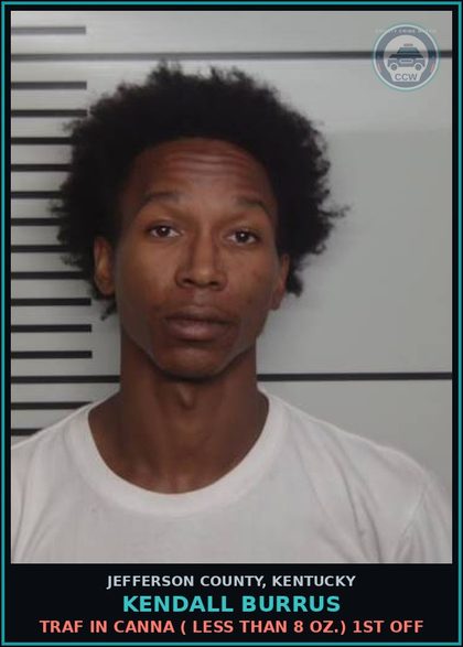 CCW arrest card for Kendall Burrus in Jefferson County: TRAF IN Canna ( LESS THAN 8 OZ.) 1ST OFF