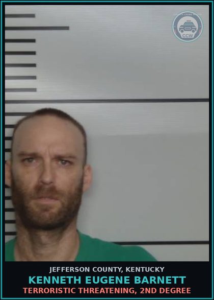 CCW arrest card for Kenneth Eugene Barnett in Jefferson County: TERRORISTIC THREATENING, 2ND DEGREE