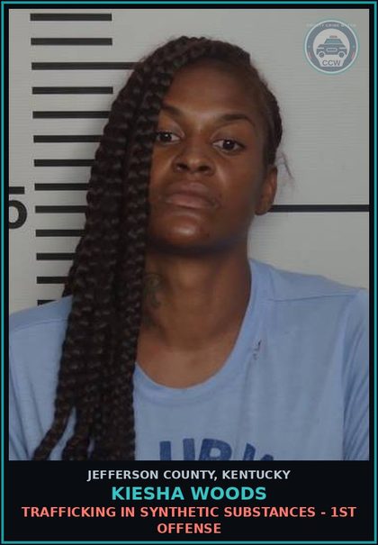 CCW arrest card for Kiesha Woods in Jefferson County: POSS CONT SUB, 2ND DEGREE - DRUG UNSPECIFIED