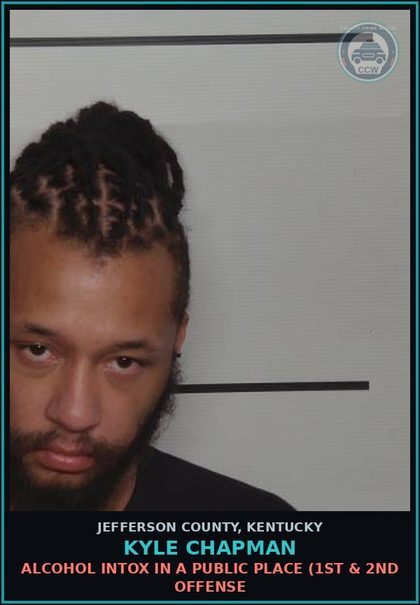 CCW arrest card for Kyle Chapman in Jefferson County: ALCOHOL INTOX IN A PUBLIC PLACE (1ST & 2ND OFFENSE