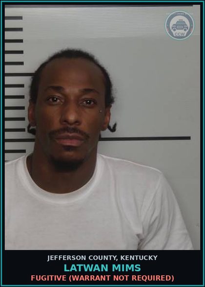 CCW arrest card for Latwan Mims in Jefferson County: FUGITIVE (WARRANT NOT REQUIRED)