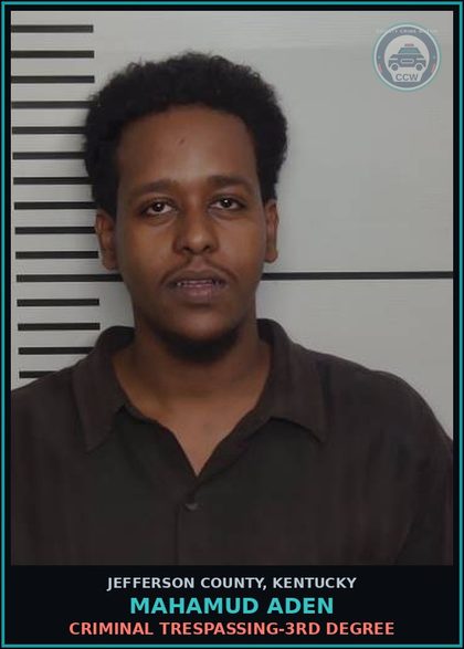 CCW arrest card for Mahamud Aden in Jefferson County: CRIMINAL TRESPASSING-3RD DEGREE