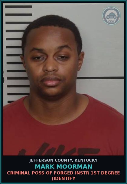 CCW arrest card for Mark Moorman in Jefferson County: NO REGISTRATION PLATES