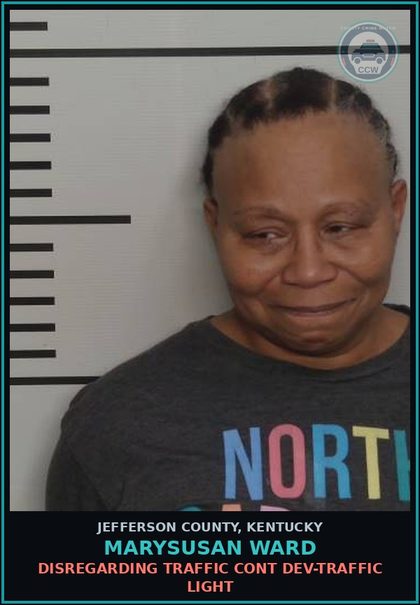 CCW arrest card for Marysusan Ward in Jefferson County: DISREGARDING TRAFFIC CONT DEV-TRAFFIC LIGHT