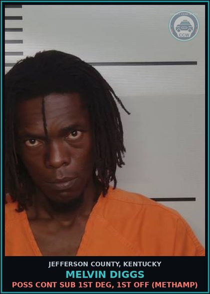 CCW arrest card for Melvin Diggs in Jefferson County: CRIMINAL TRESPASSING-3RD DEGREE