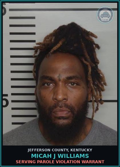 CCW arrest card for Micah J Williams in Jefferson County: SERVING PAROLE VIOLATION WARRANT