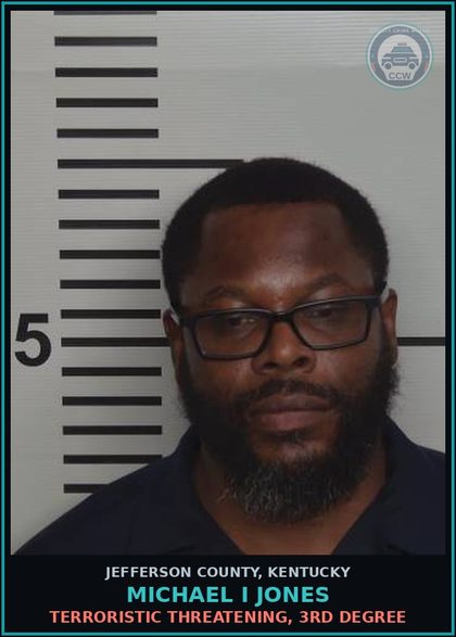 CCW arrest card for Michael I Jones in Jefferson County: TERRORISTIC THREATENING, 3RD DEGREE