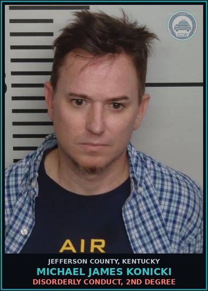 CCW arrest card for Michael James Konicki in Jefferson County: ALCOHOL INTOX IN A PUBLIC PLACE (1ST & 2ND OFFENSE