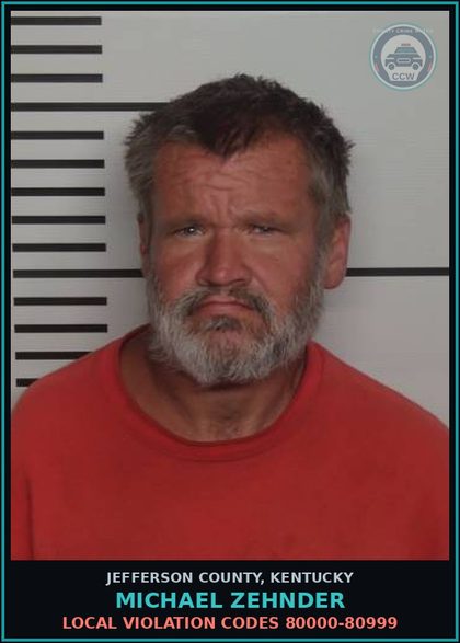 CCW arrest card for Michael Zehnder in Jefferson County: LOCAL VIOLATION CODES 80000-80999