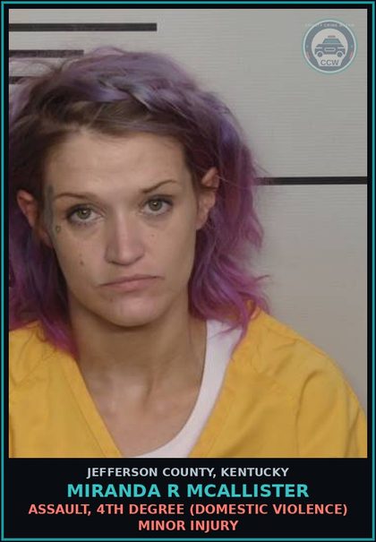 CCW arrest card for Miranda R Mcallister in Jefferson County: POSS CONT SUB 1ST DEG 1ST OFF (HEROIN)