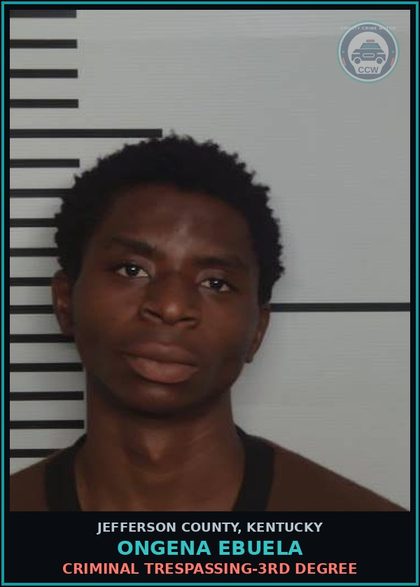 CCW arrest card for Ongena Ebuela in Jefferson County: CRIMINAL TRESPASSING-3RD DEGREE
