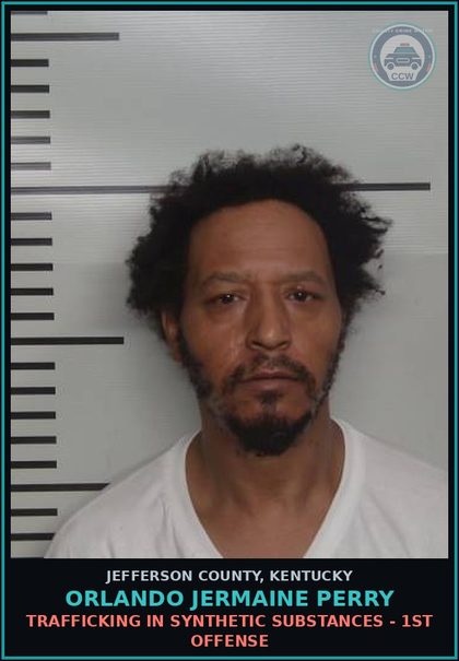 CCW arrest card for Orlando Jermaine Perry in Jefferson County: TRAFFICKING IN SYNTHETIC DRUGS - 1ST OFFENSE