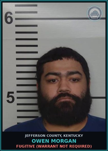 CCW arrest card for Owen Morgan in Jefferson County: FUGITIVE (WARRANT NOT REQUIRED)