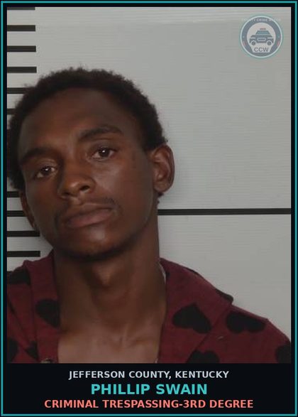 CCW arrest card for Phillip Swain in Jefferson County: CRIMINAL TRESPASSING-3RD DEGREE