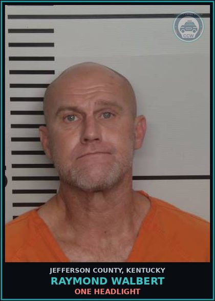 CCW arrest card for Raymond Walbert in Jefferson County: ONE HEADLIGHT