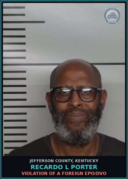 CCW arrest card for Recardo L Porter in Jefferson County: VIOLATION OF A FOREIGN EPO/DVO