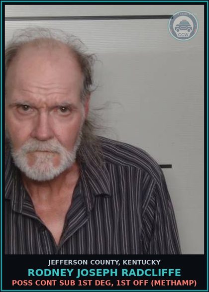 CCW arrest card for Rodney Joseph Radcliffe in Jefferson County: NO REGISTRATION PLATES