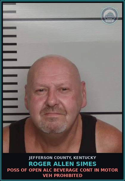 CCW arrest card for Roger Allen Simes in Jefferson County: OPER MTR VEHICLE U/INFL ALC .08 (189A.010(1A) - 1ST (AGG CIR)
