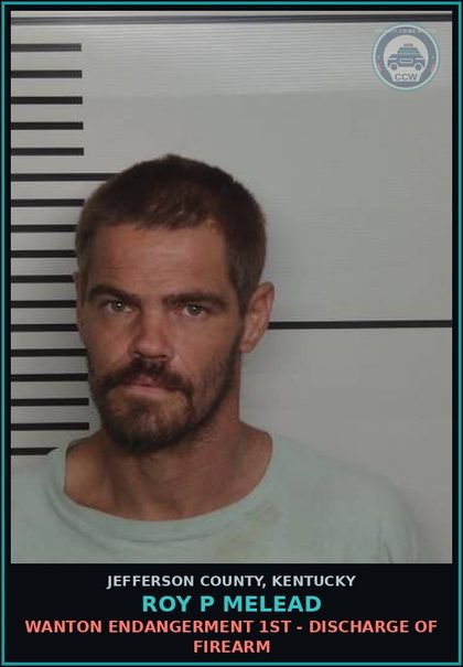 CCW arrest card for Roy P Melead in Jefferson County: WANTON ENDANGERMENT 1ST - DISCHARGE OF FIREARM
