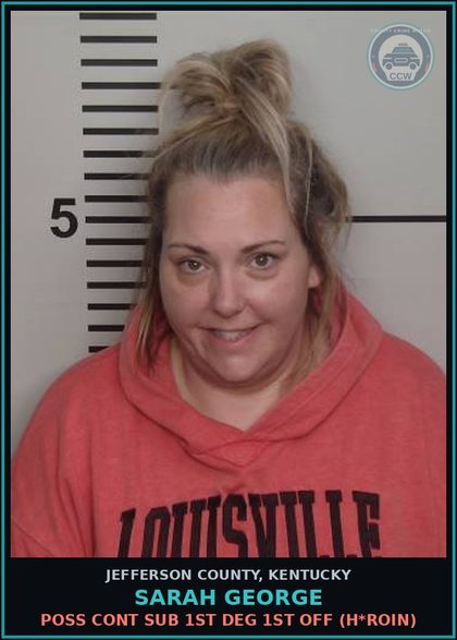 CCW arrest card for Sarah George in Jefferson County: POSS CONT SUB 1ST DEG 1ST OFF (HEROIN)