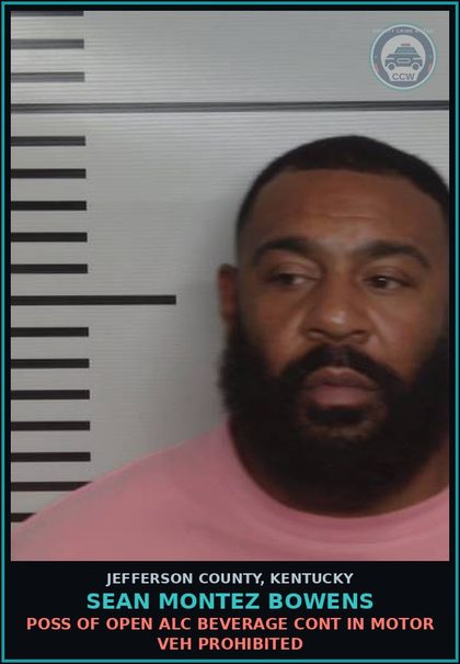 CCW arrest card for Sean Montez Bowens in Jefferson County: OBSTRUCTING A HIGHWAY