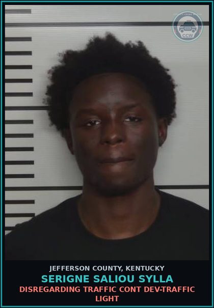 CCW arrest card for Serigne Saliou Sylla in Jefferson County: DISREGARDING TRAFFIC CONT DEV-TRAFFIC LIGHT
