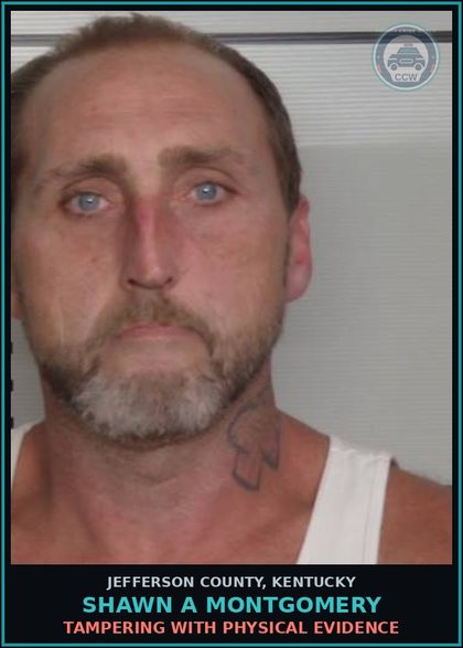 CCW arrest card for Shawn A Montgomery in Jefferson County: TAMPERING WITH PHYSICAL EVIDENCE
