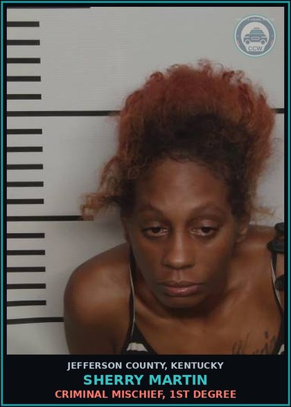 CCW arrest card for Sherry Martin in Jefferson County: CRIMINAL MISCHIEF, 1ST DEGREE