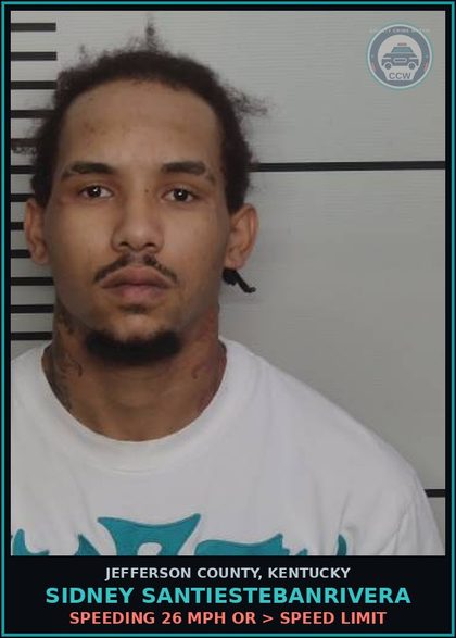 CCW arrest card for Sidney Santiestebanrivera in Jefferson County: SPEEDING 26 MPH OR > SPEED LIMIT