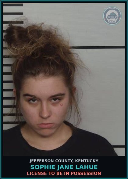 CCW arrest card for Sophie Jane Lahue in Jefferson County: CRIMINAL TRESPASS-1ST DEGREE