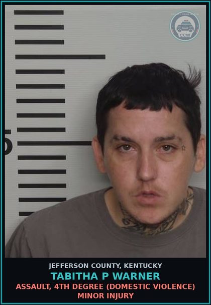 CCW arrest card for Tabitha P Warner in Jefferson County: ASSAULT, 4TH DEGREE (DOMESTIC VIOLENCE) MINOR INJURY