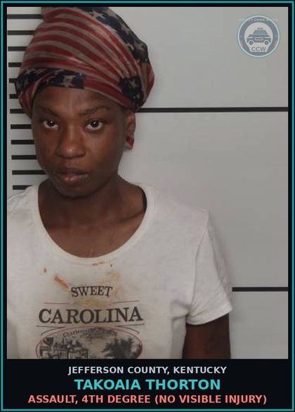 CCW arrest card for Takoaia Thorton in Jefferson County: TBUT OR DISP SHOPLIFTING