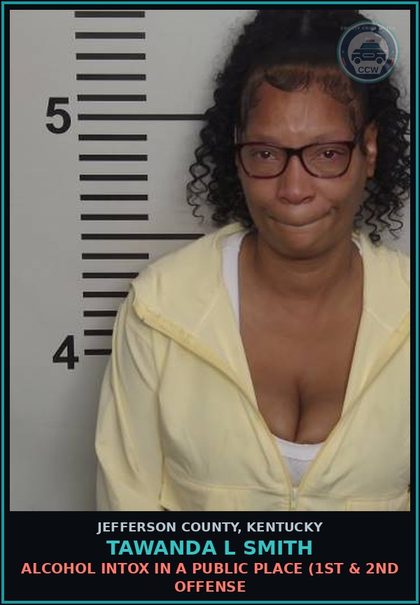 CCW arrest card for Tawanda L Smith in Jefferson County: ALCOHOL INTOX IN A PUBLIC PLACE (1ST & 2ND OFFENSE