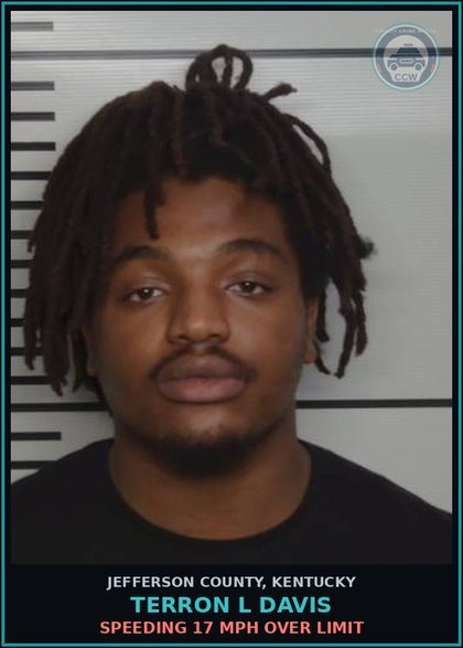 CCW arrest card for Terron L Davis in Jefferson County: SPEEDING 17 MPH OVER LIMIT