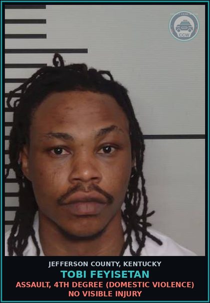 CCW arrest card for Tobi Feyisetan in Jefferson County: ASSAULT, 4TH DEGREE (DOMESTIC VIOLENCE) NO VISIBLE INJURY