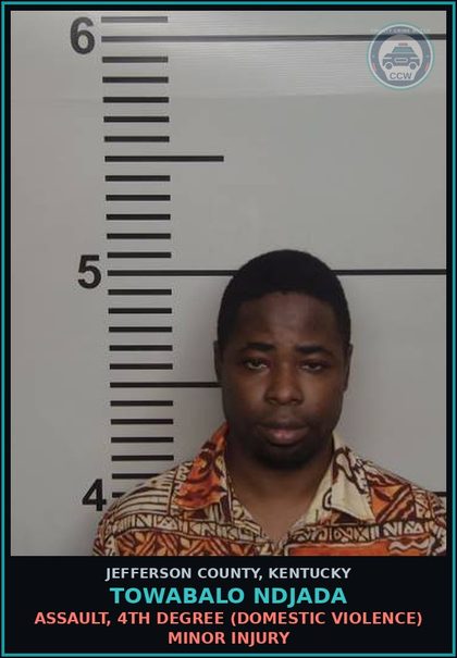 CCW arrest card for Towabalo Ndjada in Jefferson County: ASSAULT, 4TH DEGREE (DOMESTIC VIOLENCE) MINOR INJURY