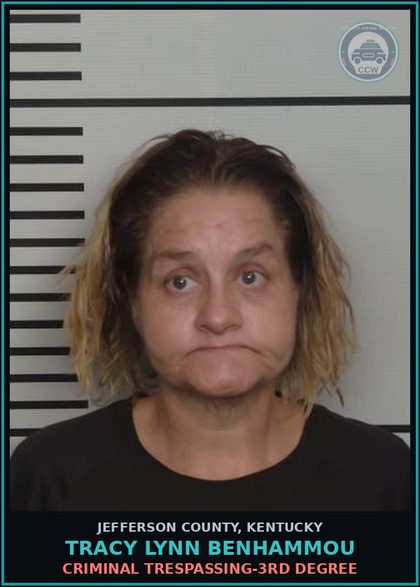 CCW arrest card for Tracy Lynn Benhammou in Jefferson County: CRIMINAL TRESPASSING-3RD DEGREE