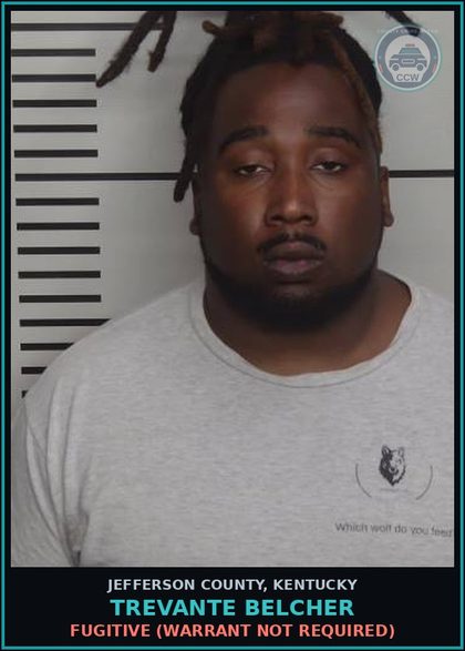 CCW arrest card for Trevante Belcher in Jefferson County: FUGITIVE (WARRANT NOT REQUIRED)