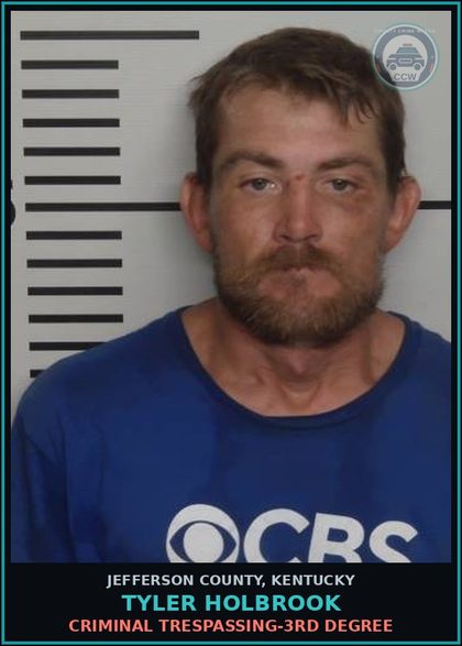 CCW arrest card for Tyler Holbrook in Jefferson County: CRIMINAL TRESPASSING-3RD DEGREE