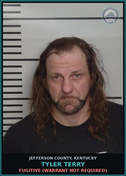 CCW arrest card for Tyler Terry in Jefferson County: FUGITIVE (WARRANT NOT REQUIRED)