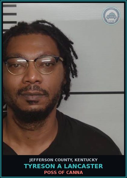 CCW arrest card for Tyreson A Lancaster in Jefferson County: NO REGISTRATION PLATES