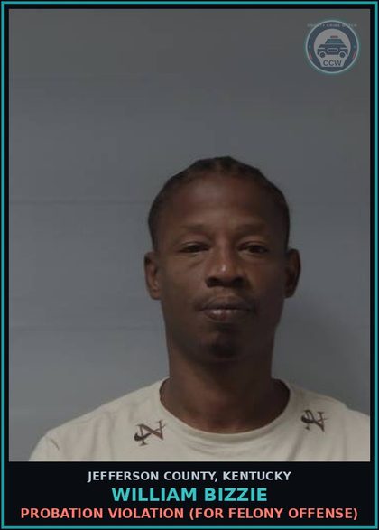 CCW arrest card for William Bizzie in Jefferson County: PROBATION VIOLATION (FOR FELONY OFFENSE)
