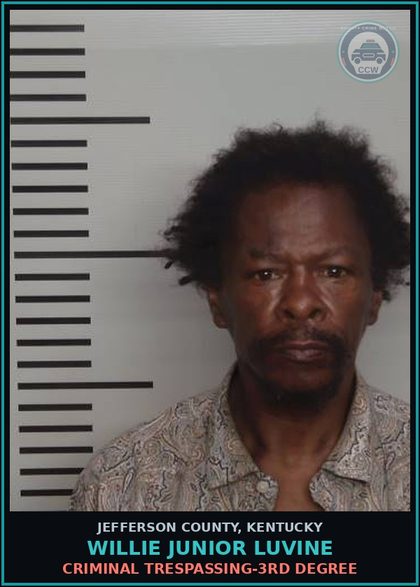 CCW arrest card for Willie Junior Luvine in Jefferson County: CRIMINAL TRESPASSING-3RD DEGREE
