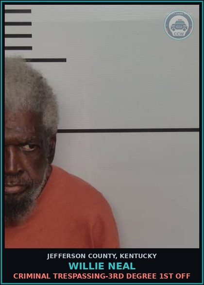 CCW arrest card for Willie Neal in Jefferson County: CRIMINAL TRESPASSING-3RD DEGREE 1ST OFF