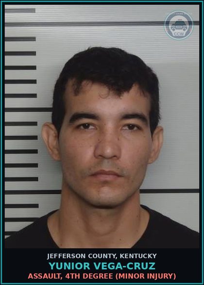CCW arrest card for Yunior Vega-Cruz in Jefferson County: ASSAULT, 4TH DEGREE (MINOR INJURY)