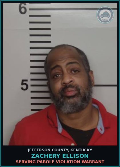 CCW arrest card for Zachery Ellison in Jefferson County: SERVING PAROLE VIOLATION WARRANT