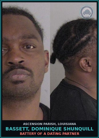 CCW arrest card for Bassett, Dominique Shunquill in Ascension Parish: Parole Violation