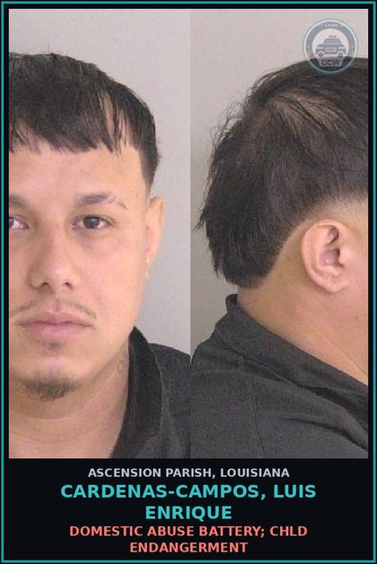 CCW arrest card for Cardenas-Campos, Luis Enrique in Ascension Parish: Hold for Other Agency