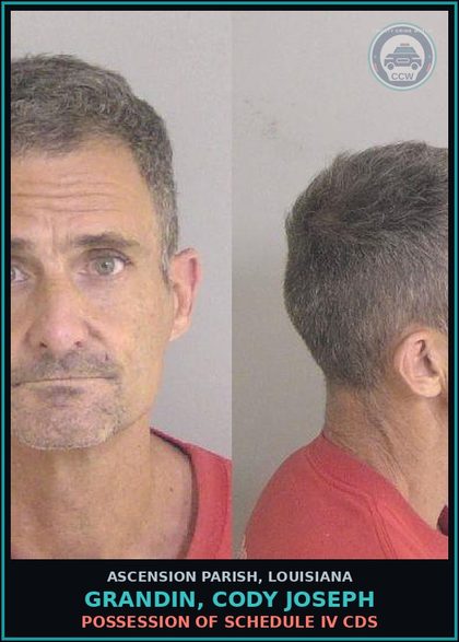 CCW arrest card for Grandin, Cody Joseph in Ascension Parish: Fugitive - Other Louisiana Jurisdiction